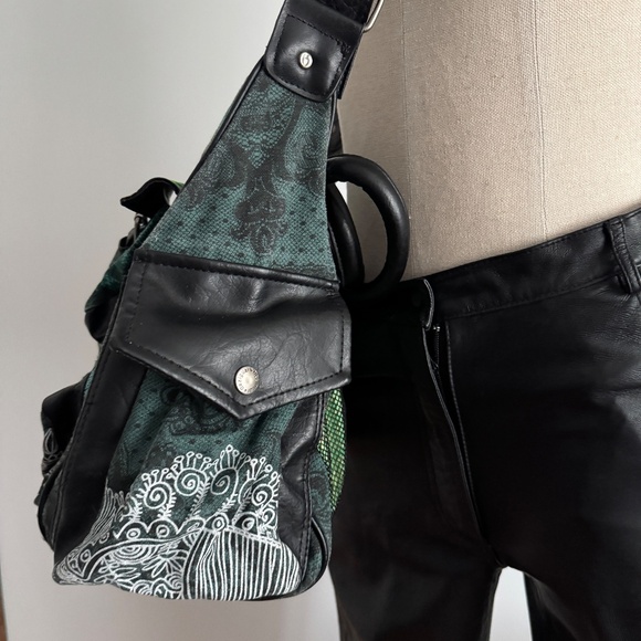 Desigual - Black and Green Hand Bag - Picture 5 of 16